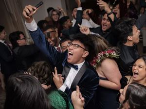Students let loose at the St Clares High School formal at Curzon Hall. Credit: Brook Mitchell