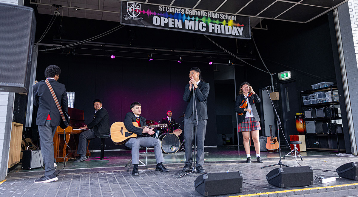 Music students at St Clare’s Catholic High School Hassall Grove