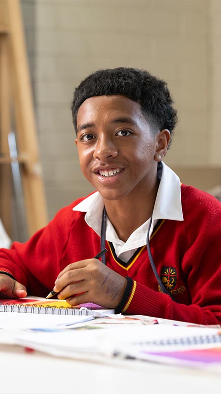 St Clare’s Hassall Grove student in art class