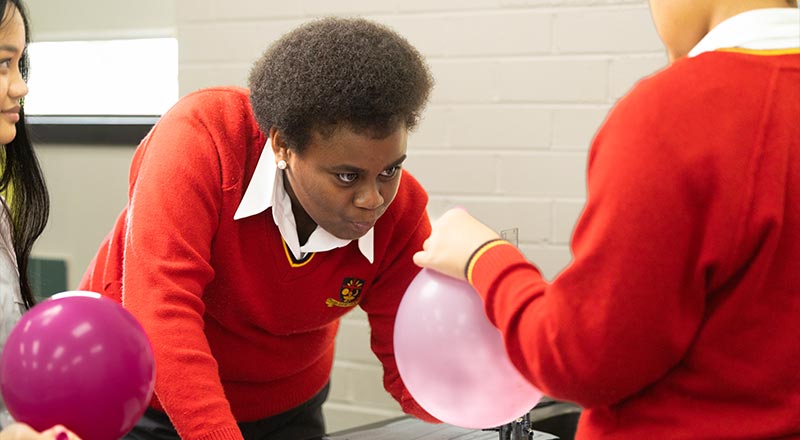 St Clare’s Hassall Grove students in science class