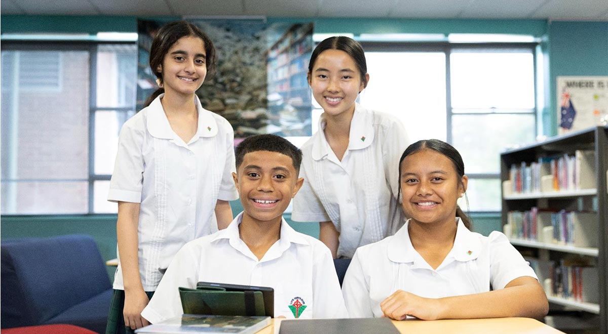 Delany Granville Catholic College students in school library